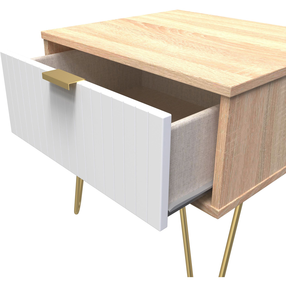 Crowndale Single Drawer White Matt and Bardolino Oak Bedside Table Image 6