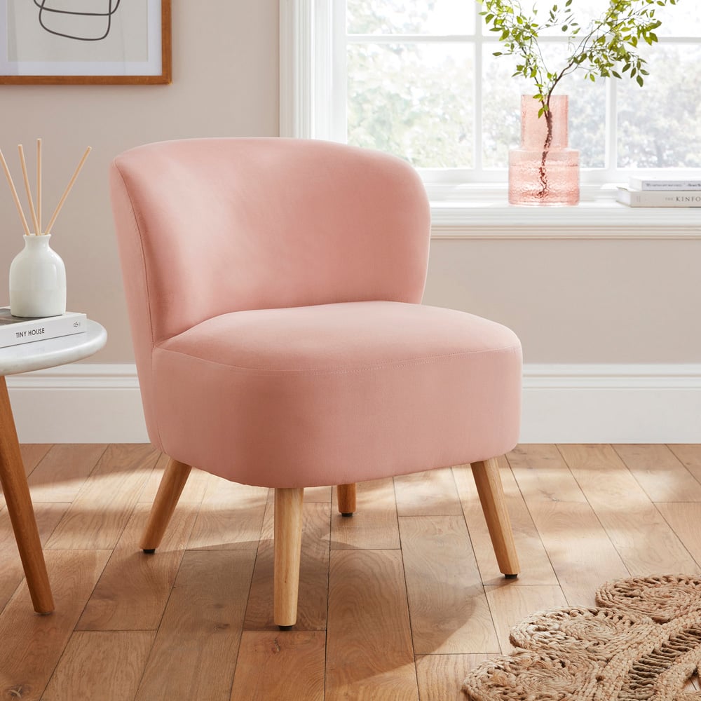 GFW Evie Blush Pink Velvet Accent Chair Image 6
