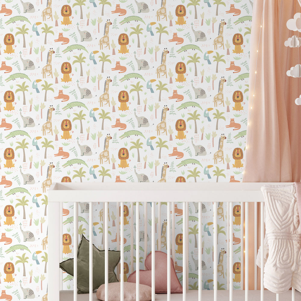 Hoopla Walls Peekaboo Safari Boogie Honey Mallow Wallpaper Image 2