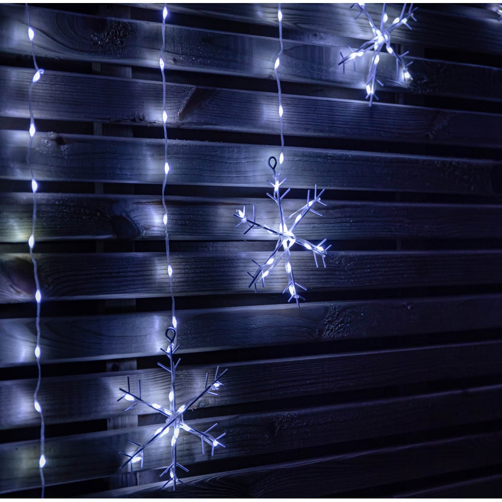 Samuel Alexander FlexiBrights 267 White LED Snowflake Clear Cable Curtain Light 1.2 x 1.2m Image 7