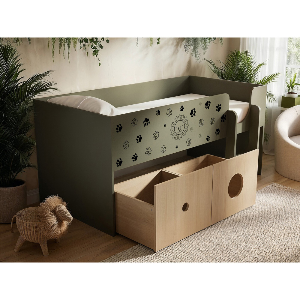 Flair Zaiden Single Green Mid Sleeper Bed with Toy Box Image 4