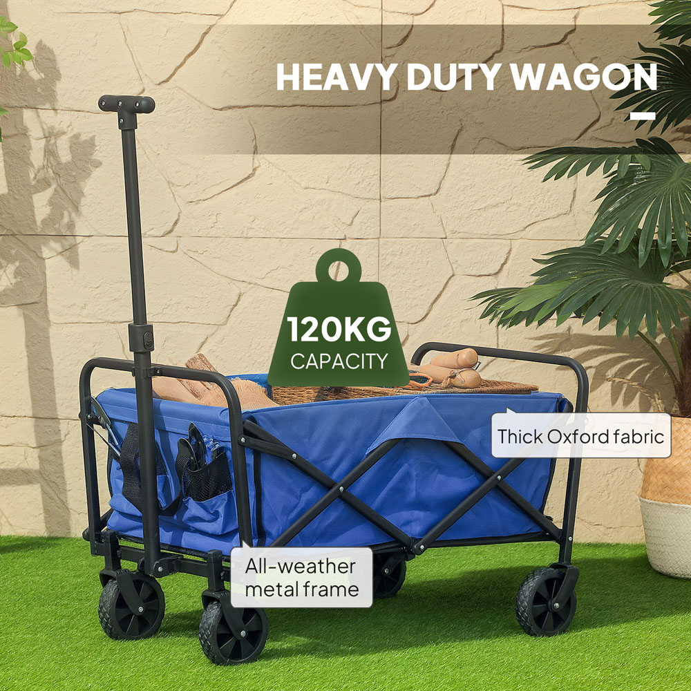 Outsunny 62L Blue Heavy Duty Folding Garden Trolley Image 5