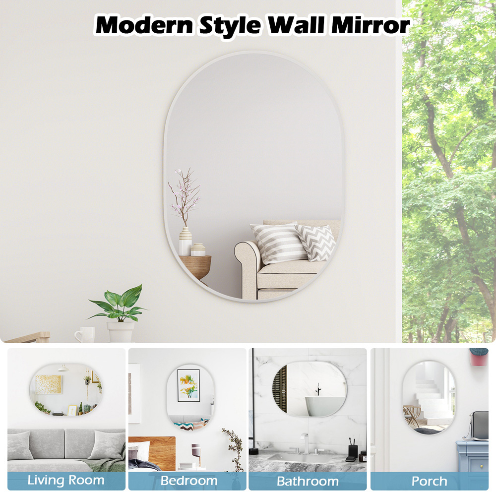 Costway Runway Oval Bathroom Mirror with Shatter Proof Film 70 x 50cm Image 8