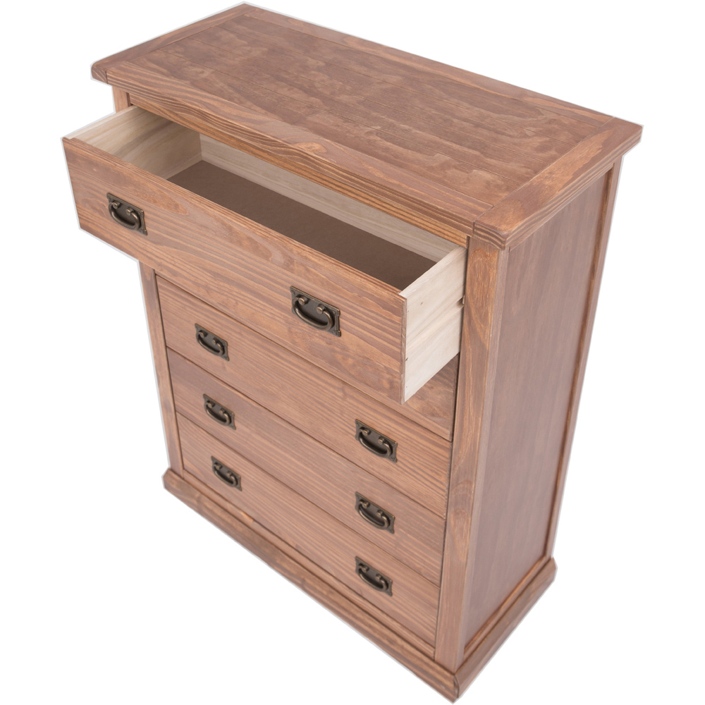 Cabinet Bits Tirolo 5 Drawer Brown Brass Drop Handle Chest of Drawers Image 5