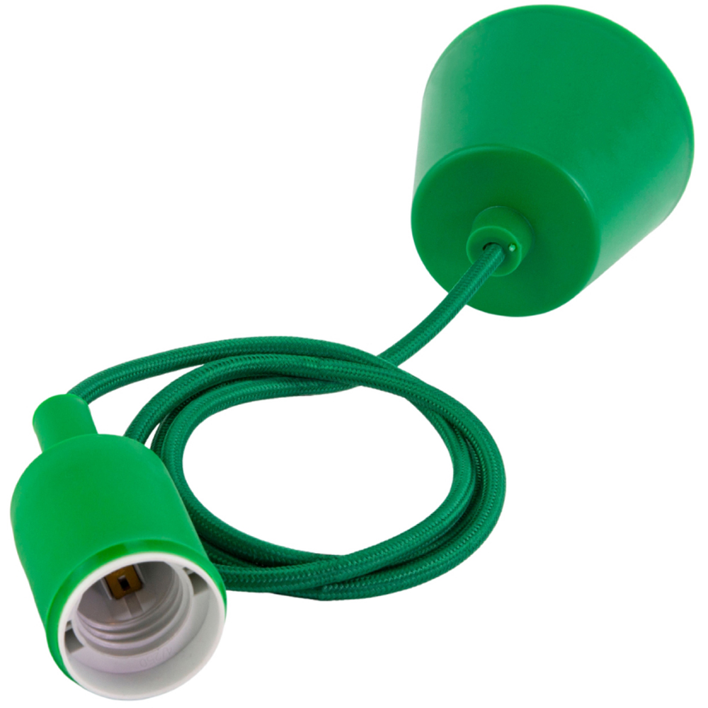 Happy Homewares Vintage Designer Green Silicone Pendant Light with Braided Fabric Cable Image 5