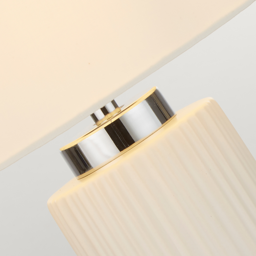 Lighting Collection Ceramic and Chrome Table Lamp Image 4
