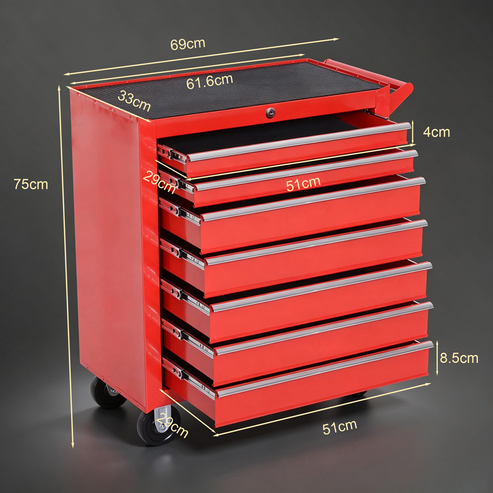 Durhand 7 Drawer Red Roller Tool Chest Image 7