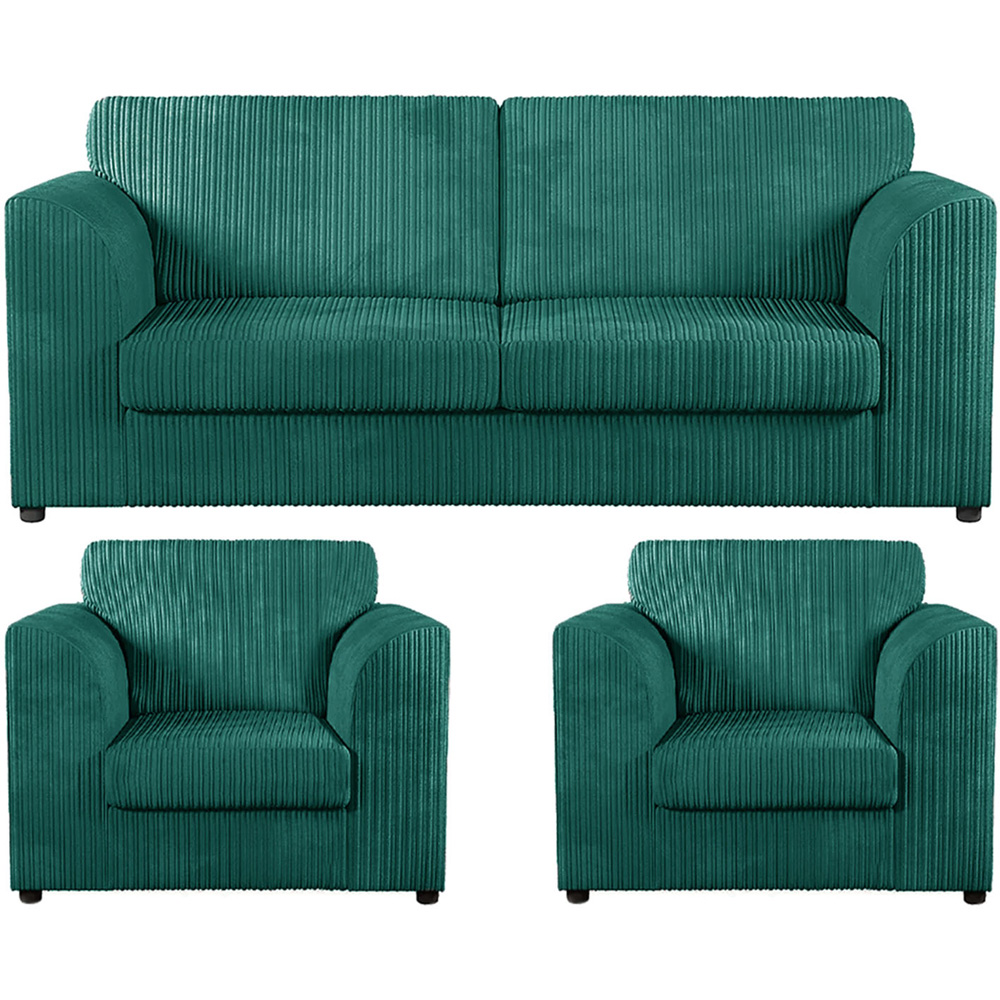 Luxor 5 Seater Teal Jumbo Cord Sofa Suite with Full Back Image 2