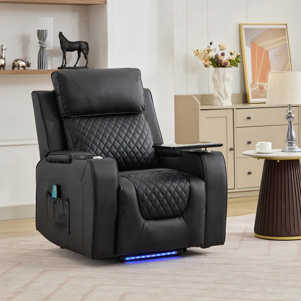 Artemis Home Byron Black Leather Massage and Heat Electric Riser Recliner Chair Image 2