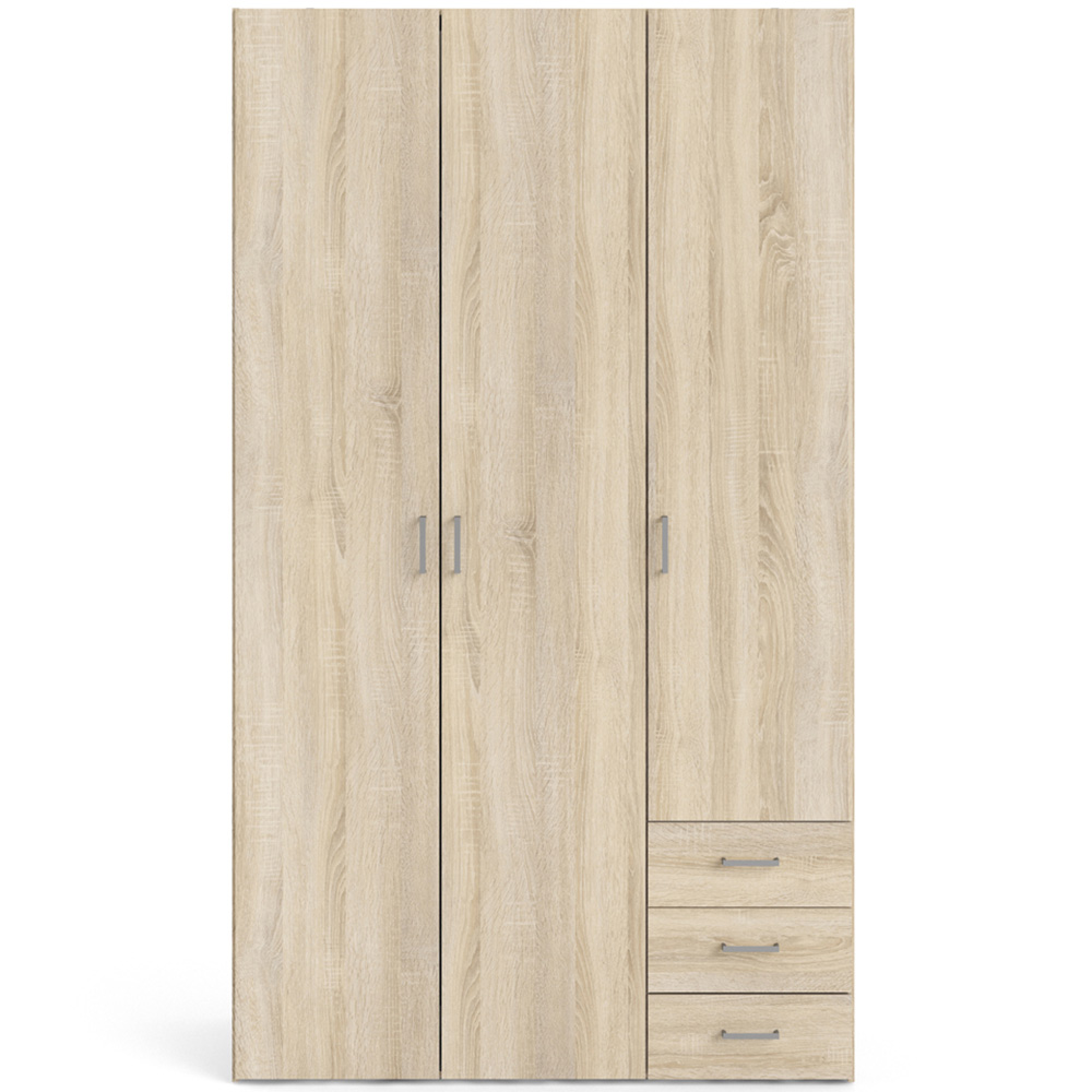 Florence Space 3 Door 3 Drawer Oak Wardrobe Image 3