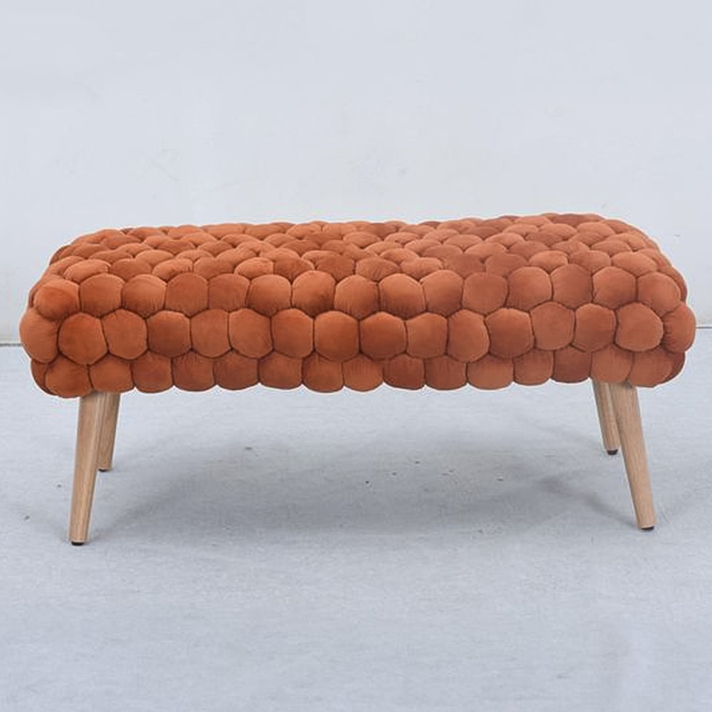 Artemis Home Cushla Brown Bubbly Velvet Large Footstool Image 1
