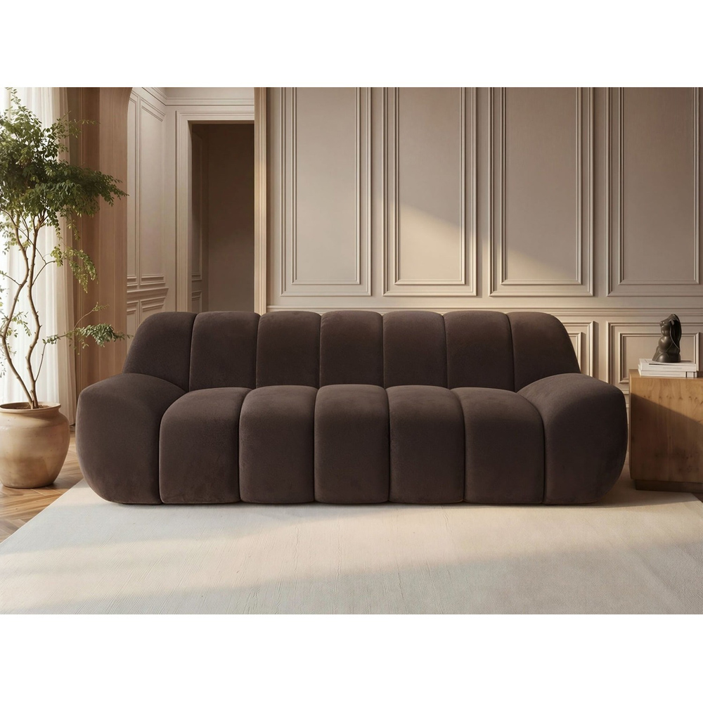 SOLACE+CO Macy Brown Velvet Large 3 Seater Sofa Image 6