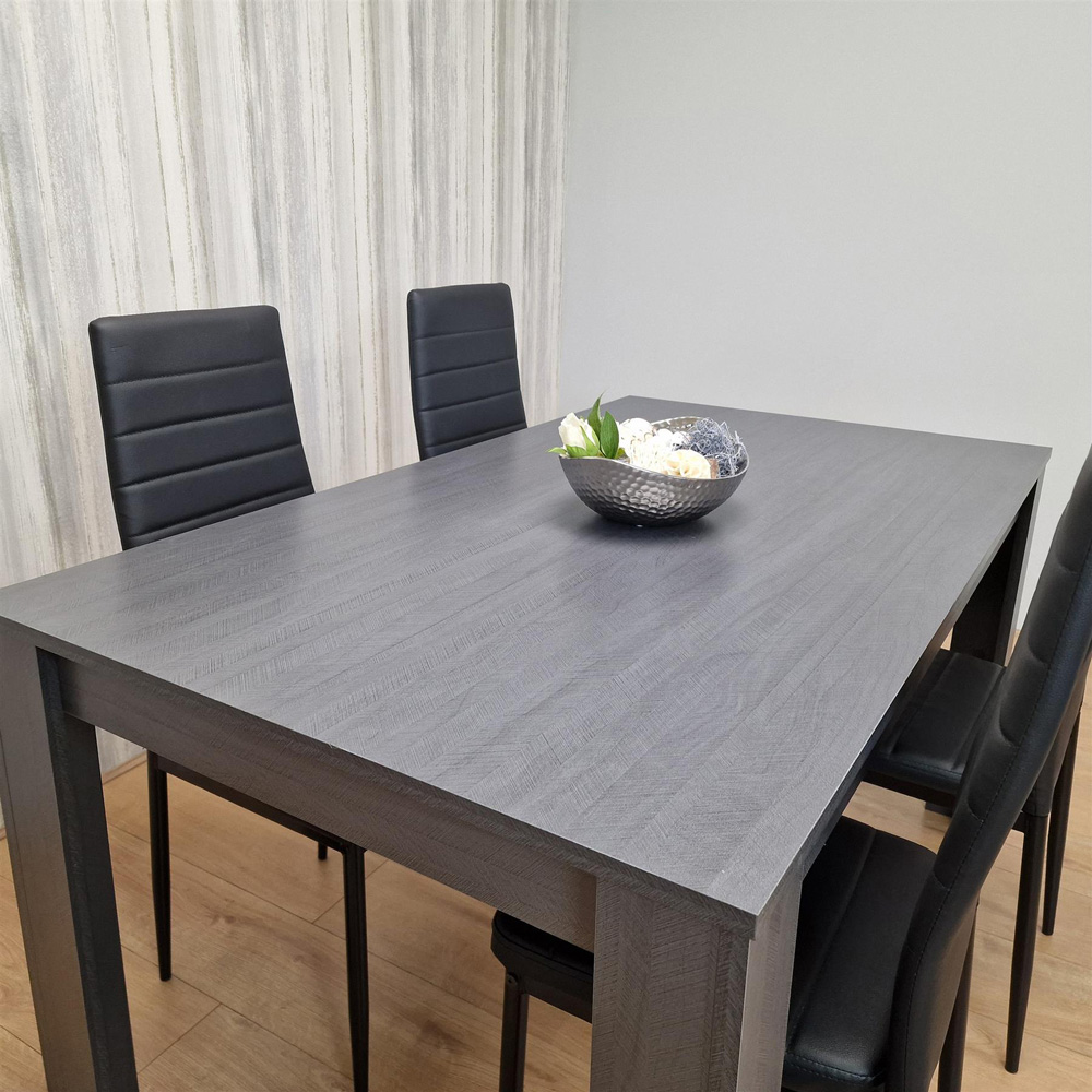 Portland 4 Seater Leather Dining Set Dark Grey and Black Image 6
