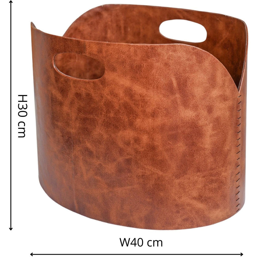 Ivyline Tan Mottle Faux Leather Handmade Log Bucket Image 7