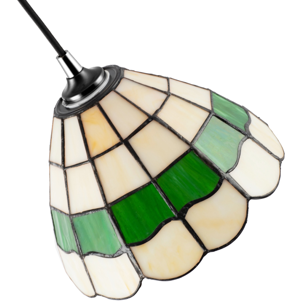 Happy Homewares Green and Amber Stained Glass Tiffany Pendant Lighting Shade Image 5