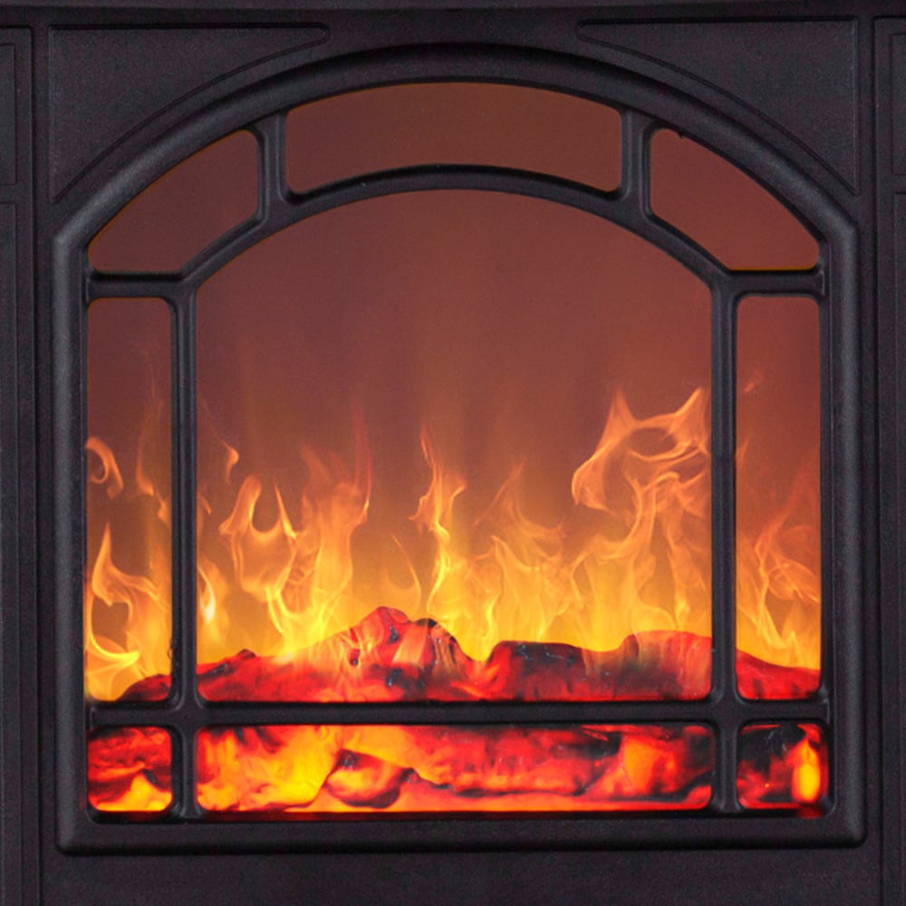 Warmlite Ealing Black and White Fireplace Suite with LED Flame Effect 1800W 30 inch Image 5