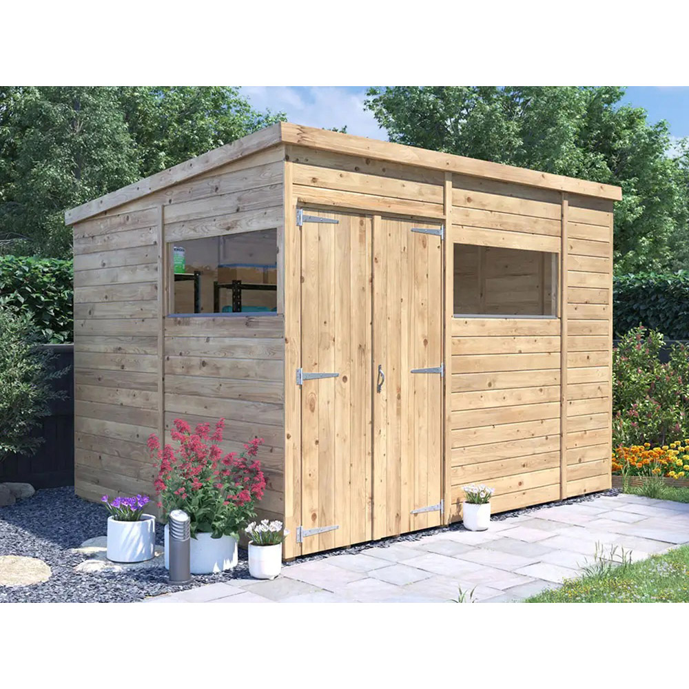 Dunster House Overlord 10 x 8ft Modular Brown Heavy Duty Pent Garden Shed Image 3