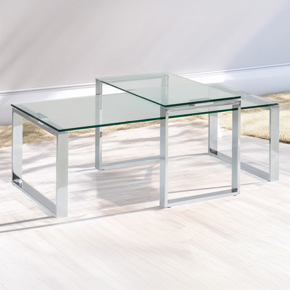 Florence Katrine Glass Top Coffee Table Set of 2 Image 1