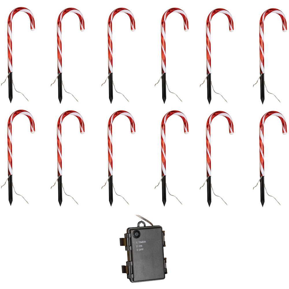 Samuel Alexander 12 Piece 60 Warm White LED Candy Cane Christmas Path Light Set Image 2