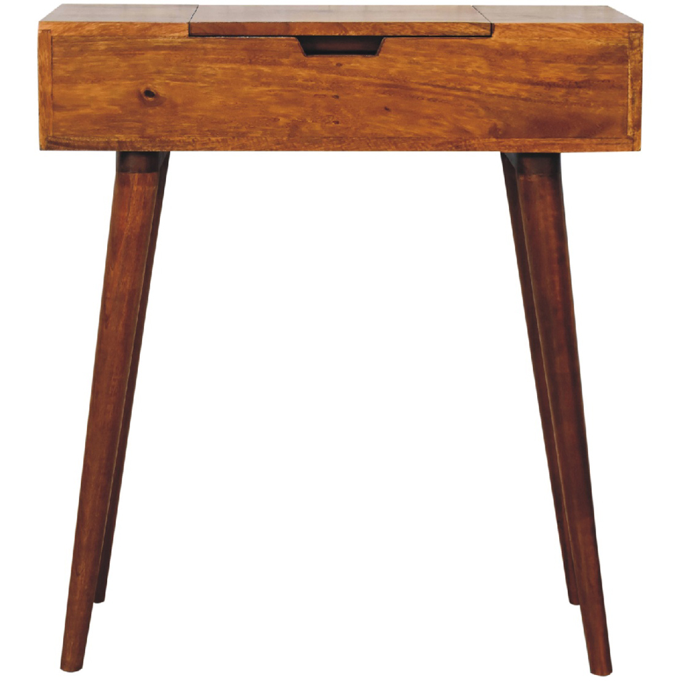 Artisan Furniture Chestnut Mango Wood Mini Foldable Mirror Vanity Dressing Table Image 2