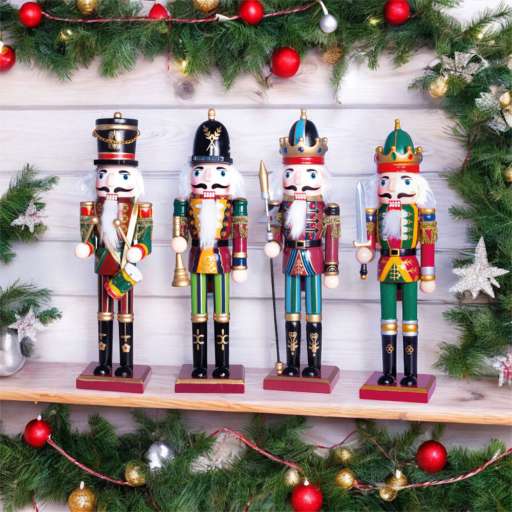 St Helens Green Classic Wooden Nutcracker Soldier with Bugle 30cm Image 5