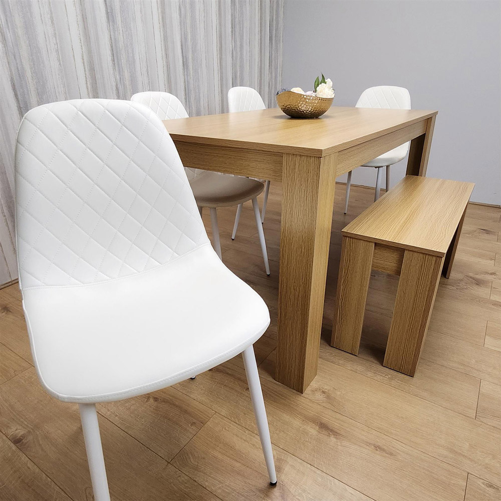 Portland 6 Seater Dining Set Oak Effect and White Image 3