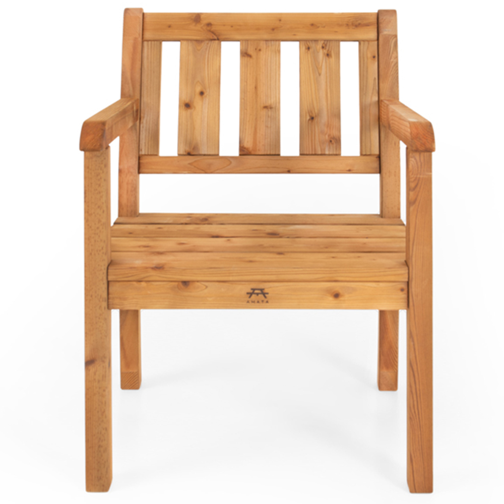 AMATA Ungurs Brown Wooden Straight Bench Garden Chair Image 3