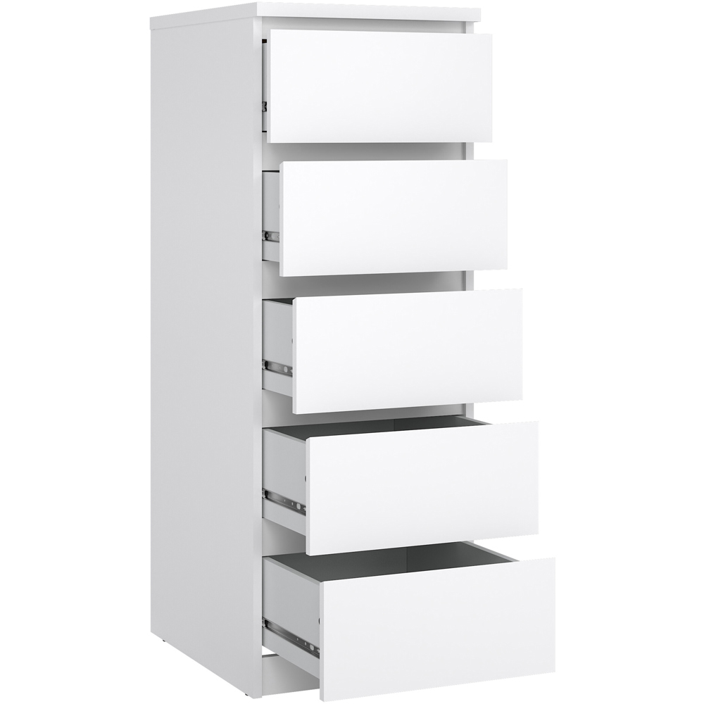 Florence 5 Drawer White High Gloss Narrow Chest of Drawers Image 4