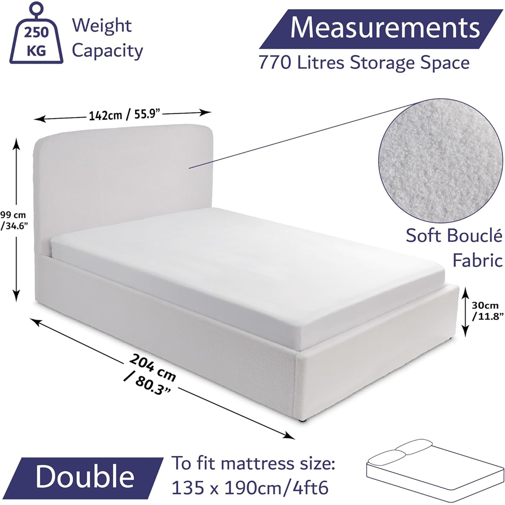 Home Treats Double Boucle and White Plush Ottoman Storage Bed Image 9