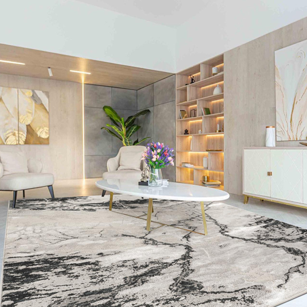 Desire Rugs Elysium Modern Abstract Metallic Sheen Huracan Grey Rug 60 x 220cm Image 6