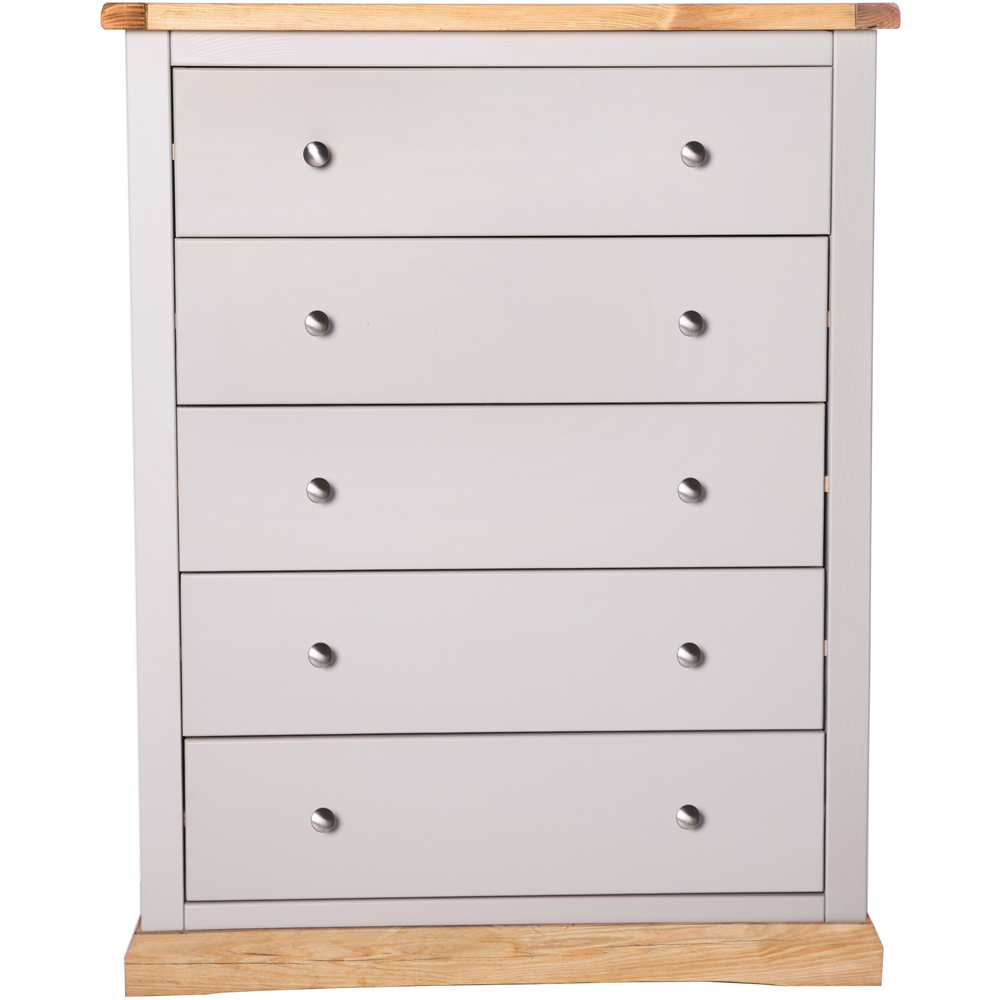 Cabinet Bits Bomporto 5 Drawer Grey Chrome Knob Chest of Drawers Image 2