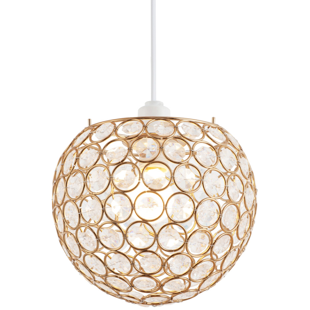 Happy Homewares Round Gold Globe Small Clear Acrylic Beads Pendant Shade Image 3