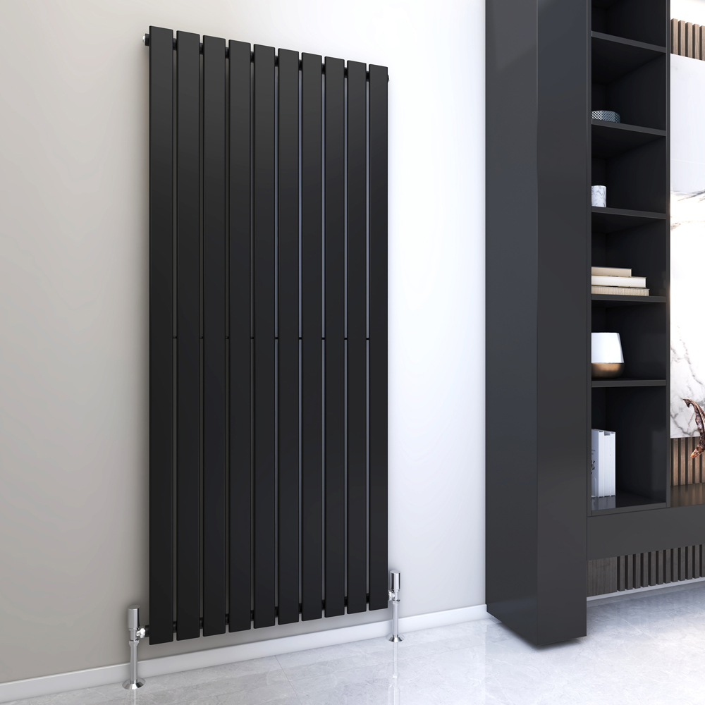 Black 4402 BTU Single Flat Panel Vertical Column Radiator 1800 x 680mm Image 2
