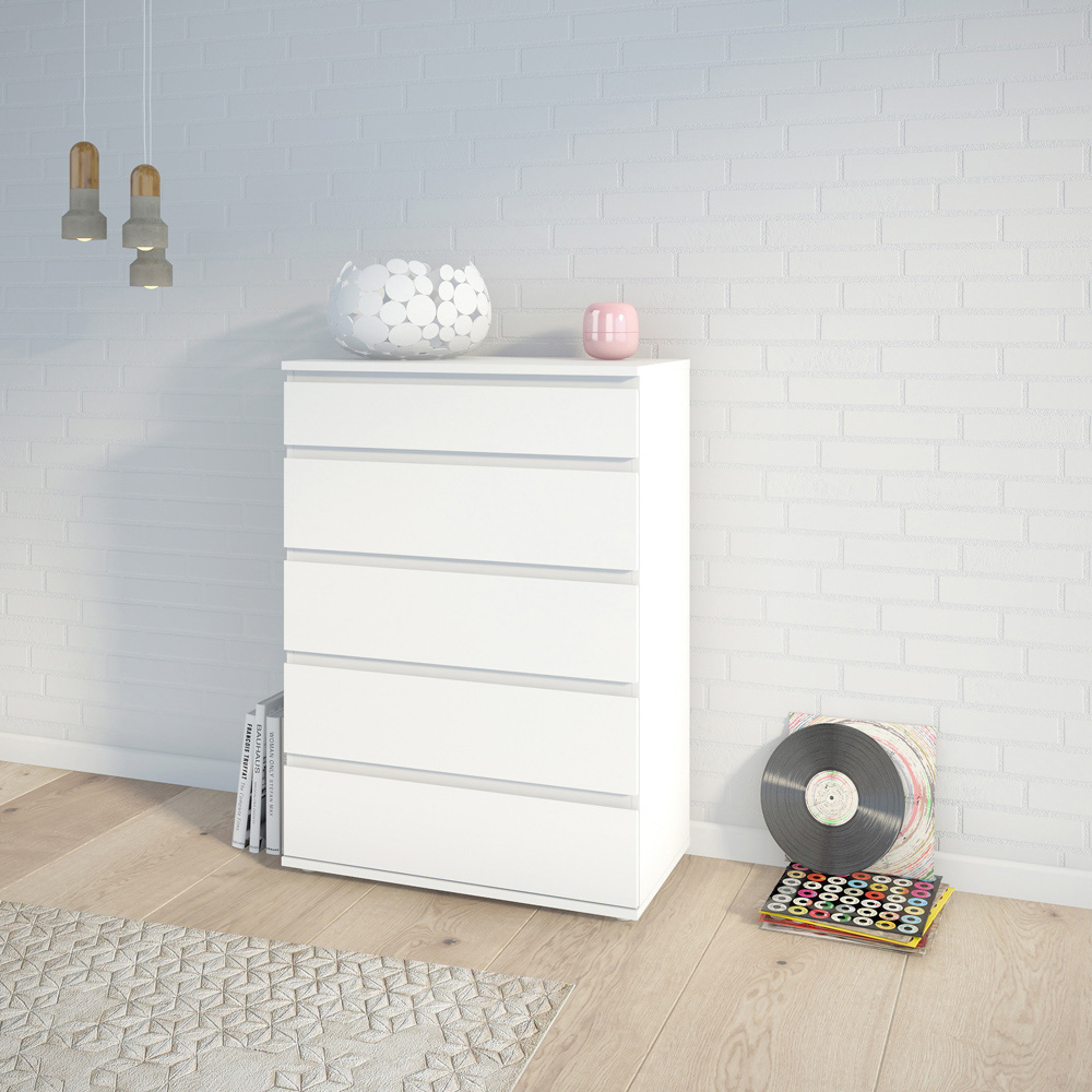 Florence 5 Drawer White Chest of Drawers Image 7