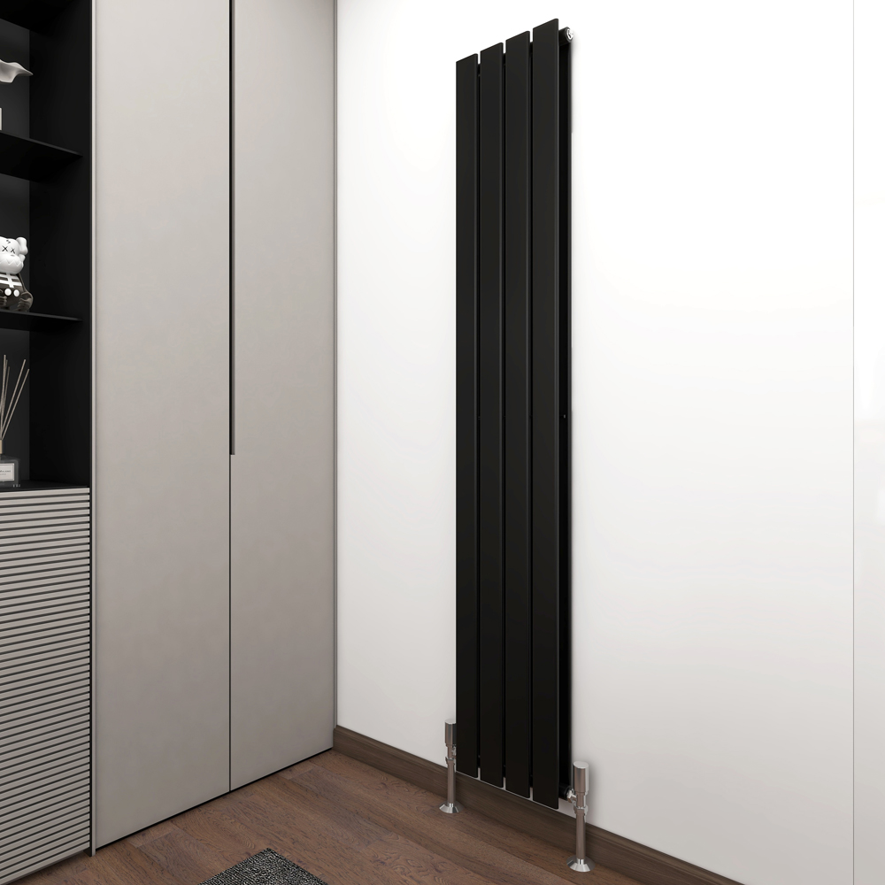 Black 4442 BTU Double Flat Panel Vertical Column Radiator 1800 x 272mm Image 2