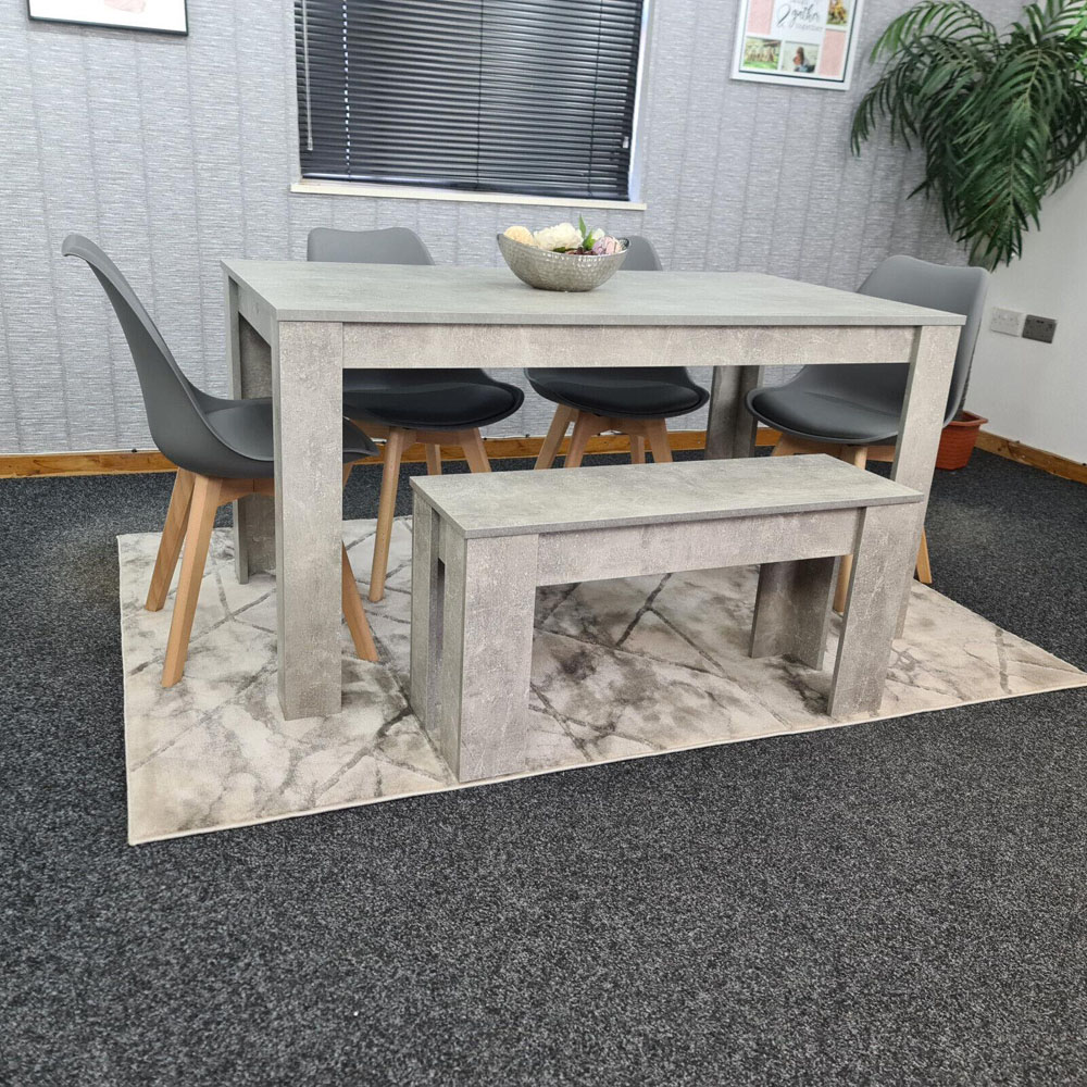 Portland Plastic Leather 6 Seater Dining Set with Bench Stone Grey and Grey Image 6