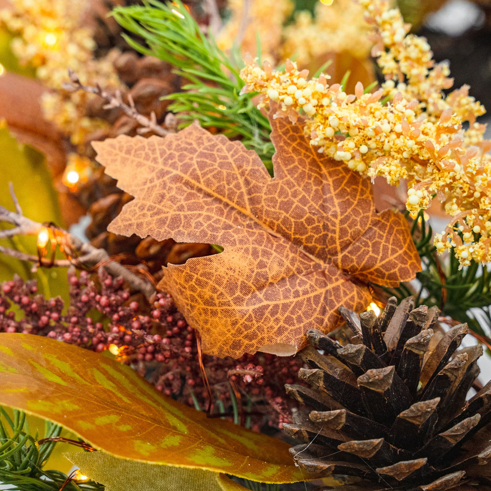 Norfolk Rustic Woodland 75 Warm White LED Christmas Wreath with Pinecones and Twigs 66cm Image 2