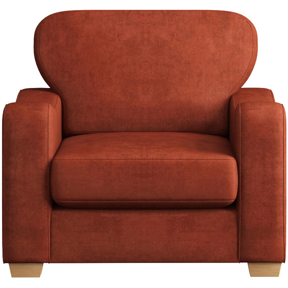 Theadford Marmalade Plush Velvet Fixed Back Armchair Image 2