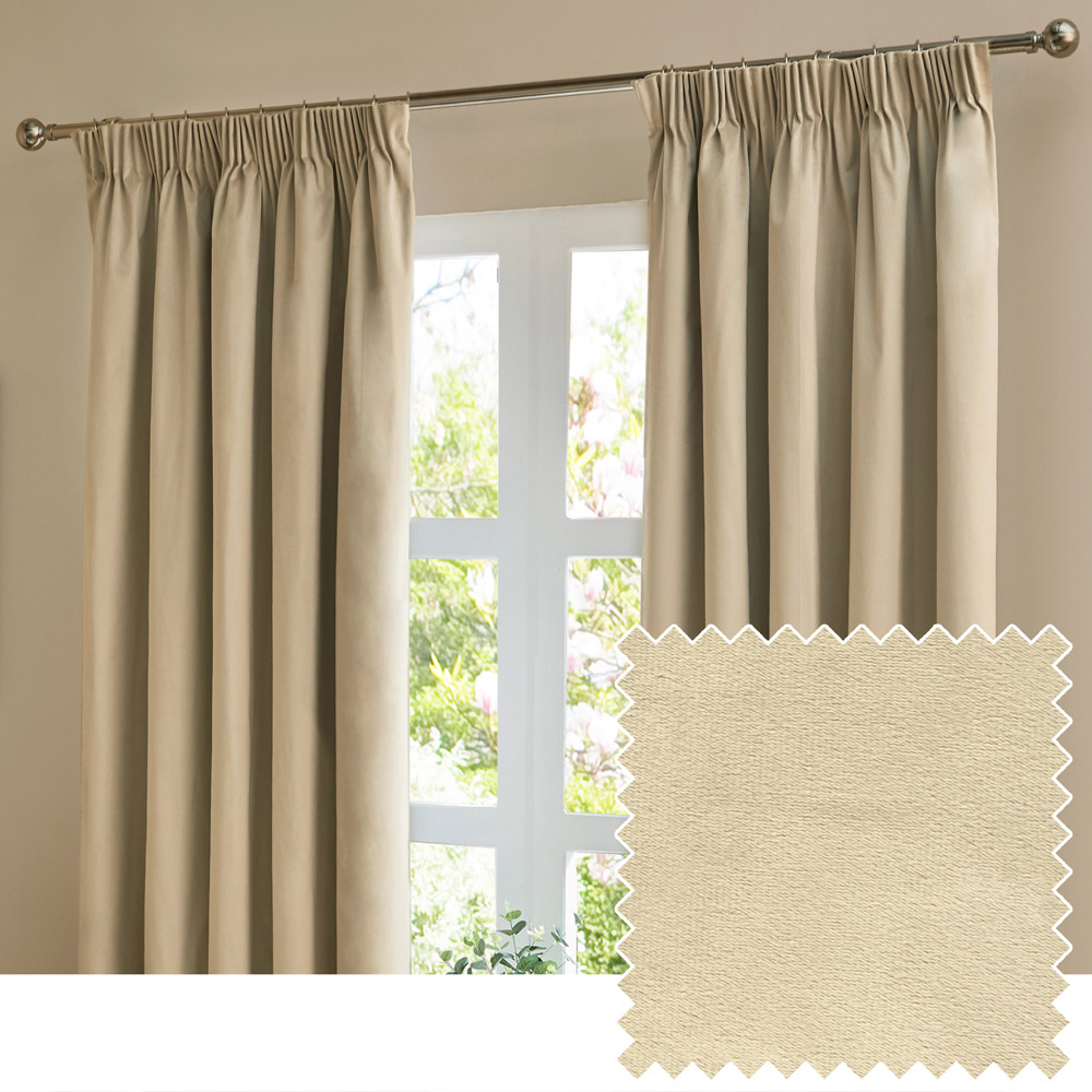 Furn The Ultimate Natural Velvet Fully Lined Pencil Pleat Curtains 168 x 137cm Image 6