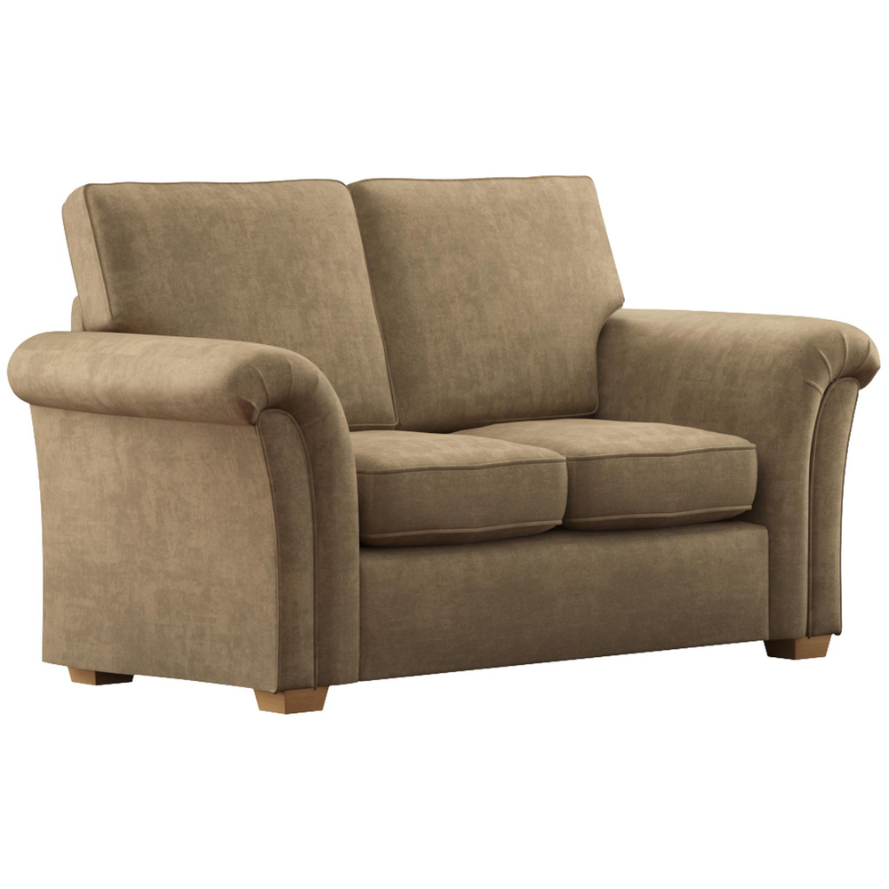 Castleacre 5 Seater Mink Plush Velvet Fixed Back Sofa Set Image 2