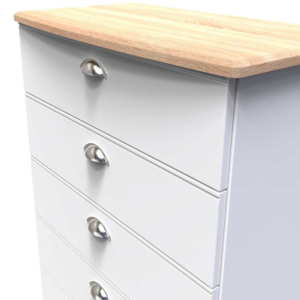 Crowndale Victoria 5 Drawer White Ash and Oak Chest of Drawers Image 5