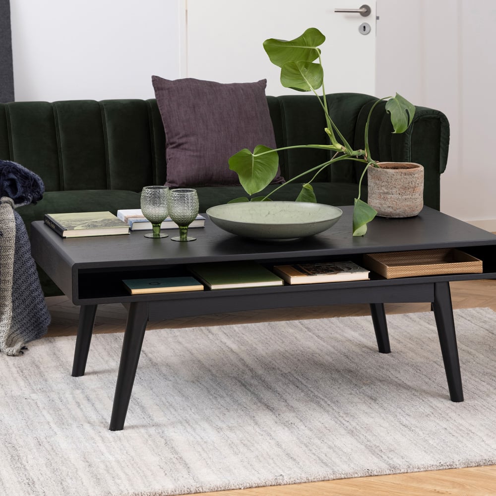 Florence Marte Single Shelf Black Coffee Table Image 1