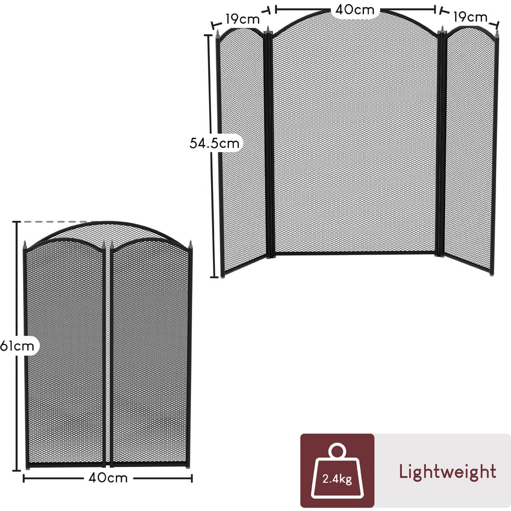 Fire Vida Selby 3 Panel Fire Guard Black Image 5