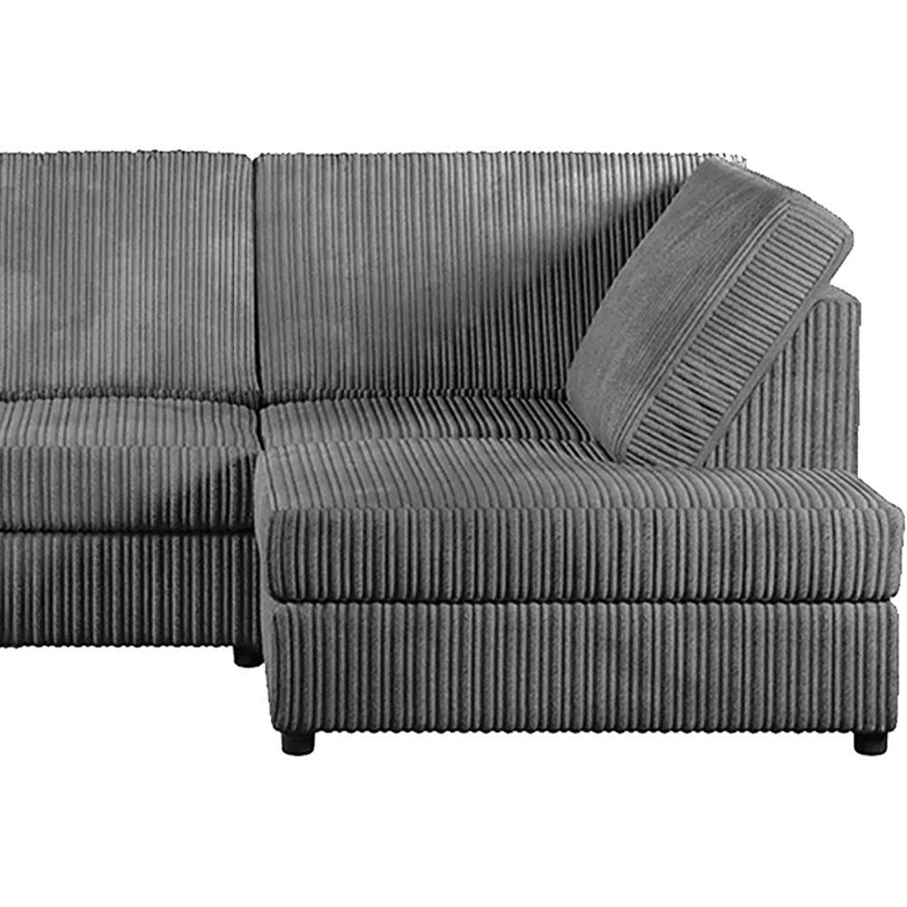 Luxor 4 Seater Grey Jumbo Cord Right Hand Facing Full Back L Shaped Corner Sofa Set Image 4