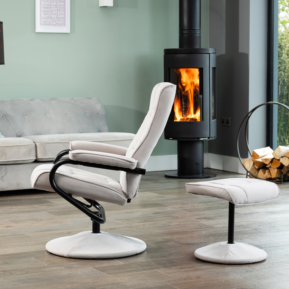 Artemis Home Ripley Stone Swivel Recliner Chair with Footstool Image 4