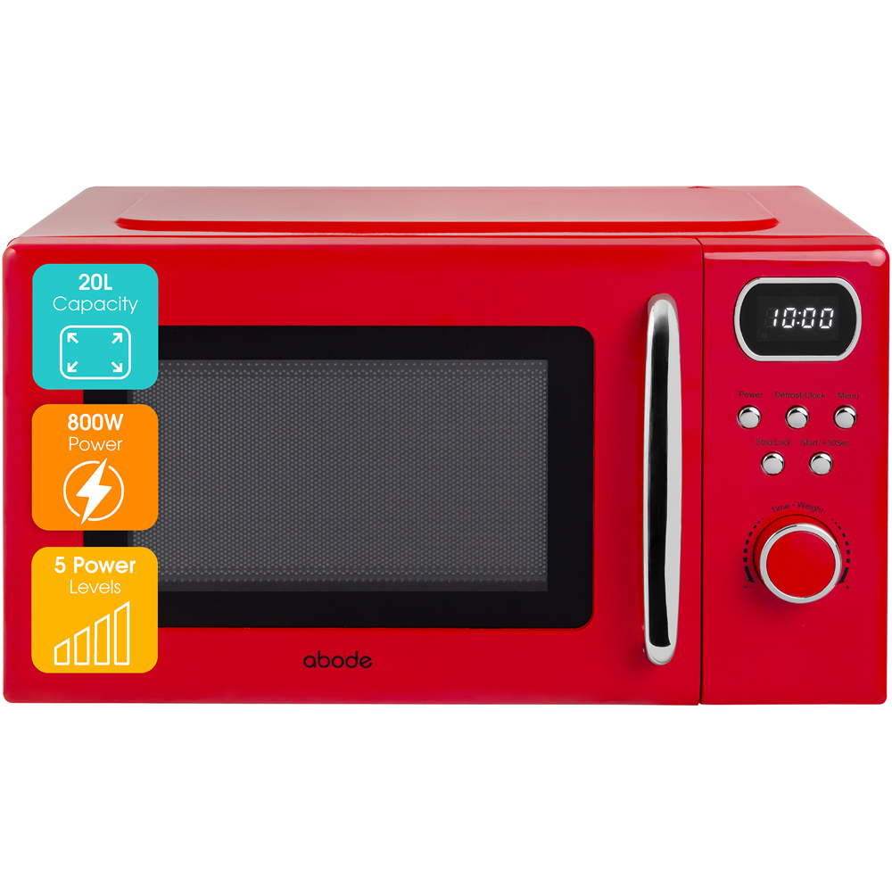 Abode AMD2004R01 Red Digital Microwave 800W 20L Image 4