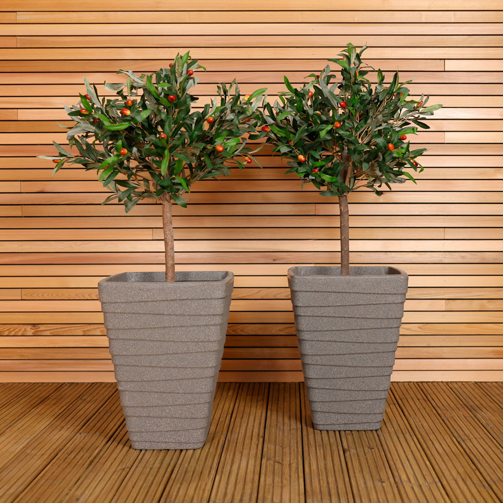 Charles Bentley Trojan Granite Effect Square Tall Planter 2 Pack Image 2