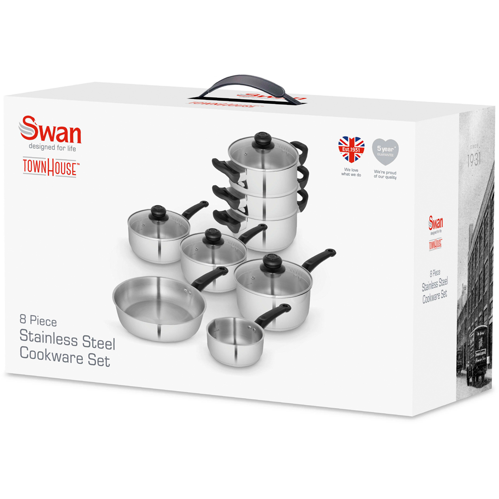 Swan Townhouse 8 Piece Stainless Steel Cookware Set Image 8