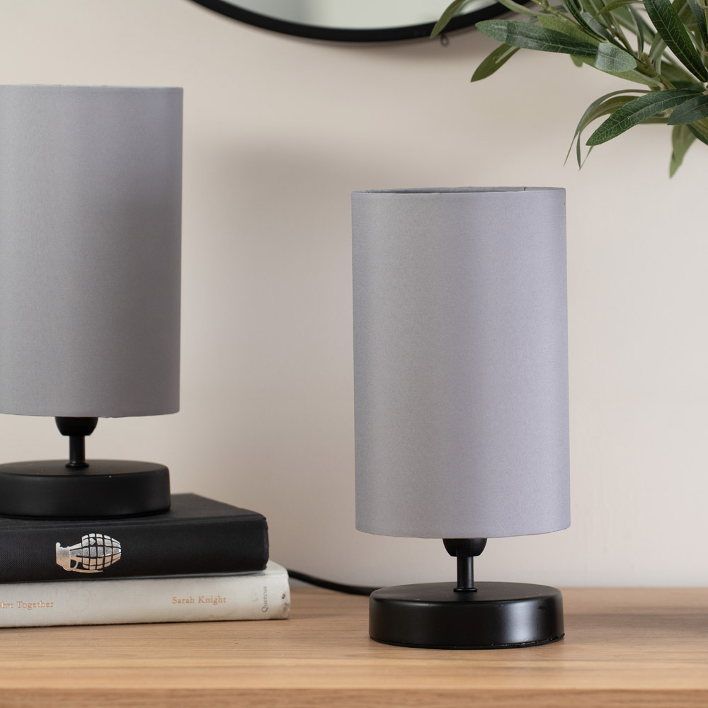 ValueLights Francis Matt Black and Grey Shade Dimmable Touch LED Table Lamp Image 4