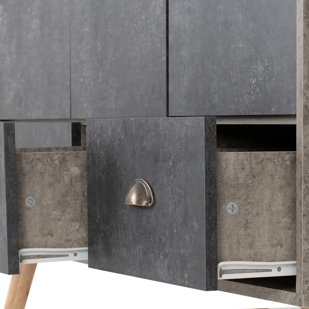 Seconique Nordic 3 Door 3 Drawer Grey and Charcoal Concrete Effect Wardrobe Image 7